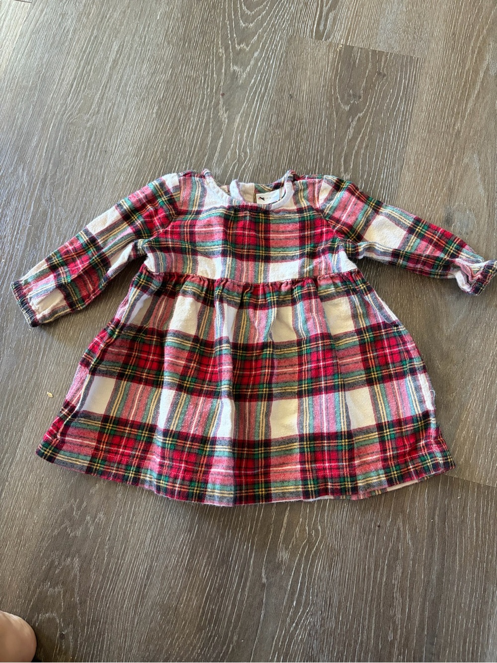 Girls Hanna Andersson cotton flannel plaid dress 18-24 m Christmas